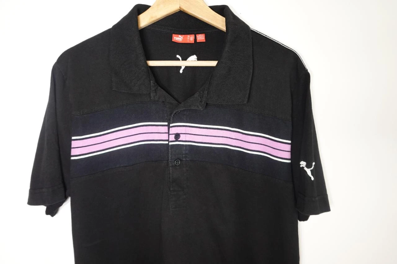 Men's black Puma polo with retro stripes size L – photo 7